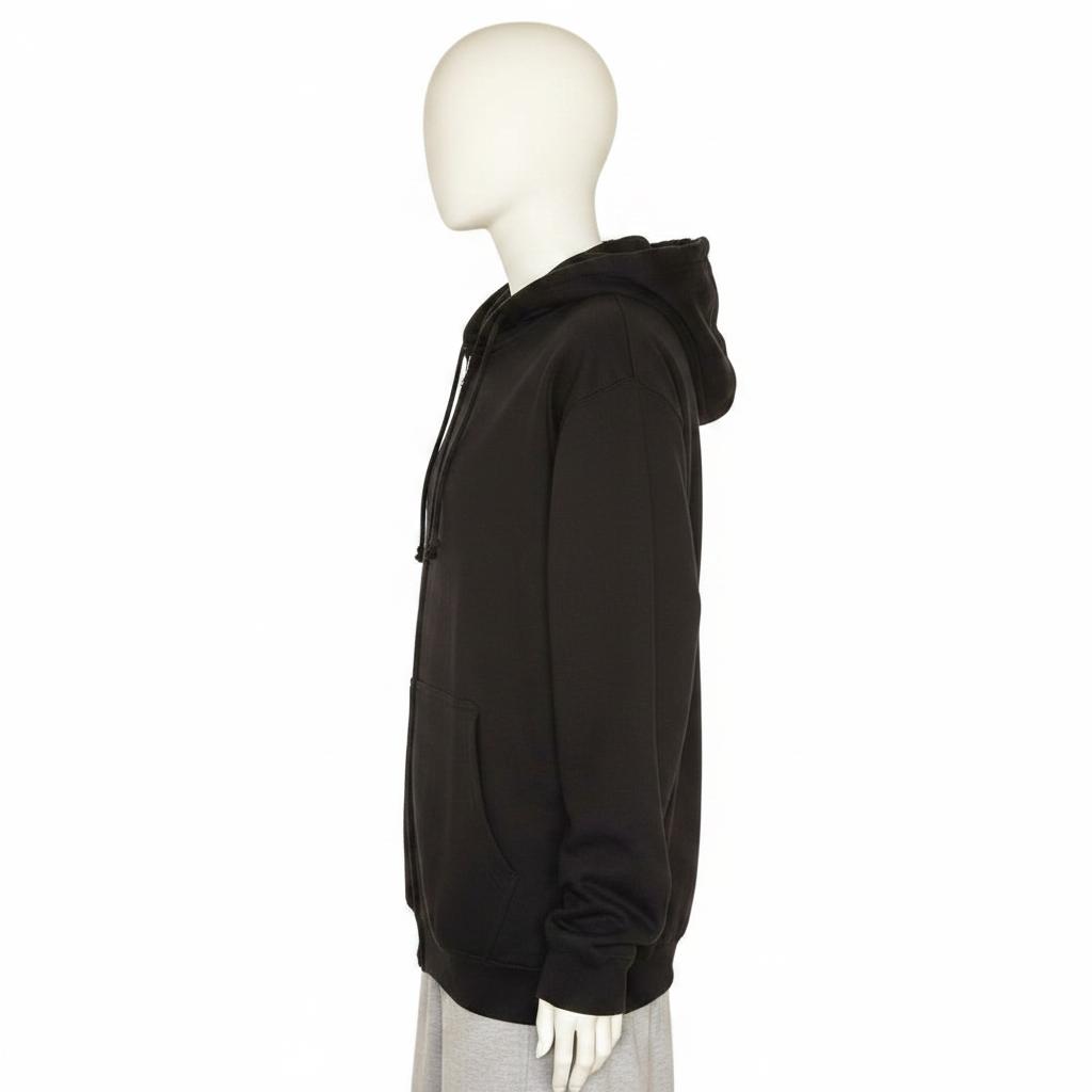 Schwarzer Zip-Hoodie